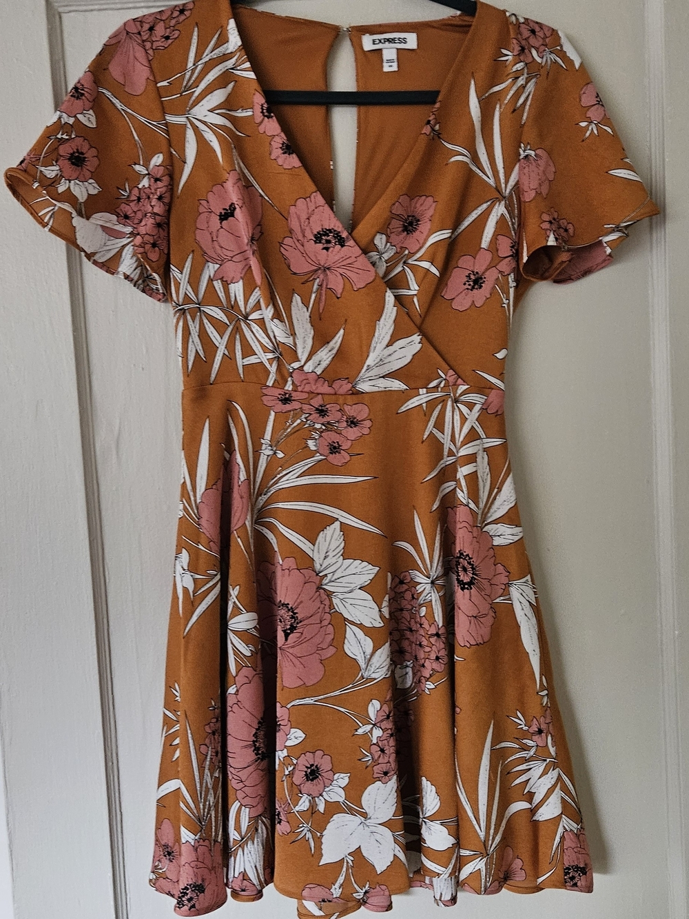 Floral Fit & Flare Mini Dress in Rust